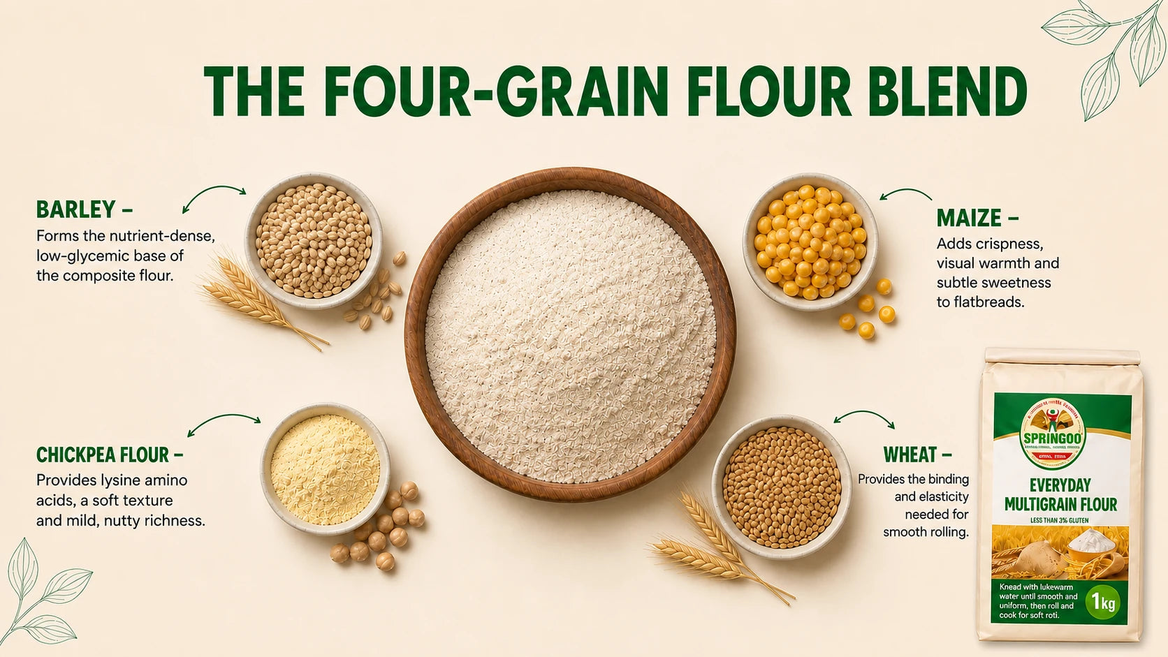 Springoo blend with Barley, Chickpea Flour, Maize and Wheat